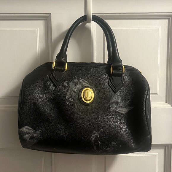 Vintage Louvrouse Boston Bag Black with Horse Pattern - Picture 1 of 1